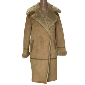 NEW AVEC LES FILLES Women's Coat Faux Shearling Moto Toffee Size XS